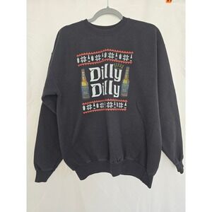 Mens Hanes ComfortBlend Black Dilly Dilly Bud Light Ugly Christmas Sweatshirt M